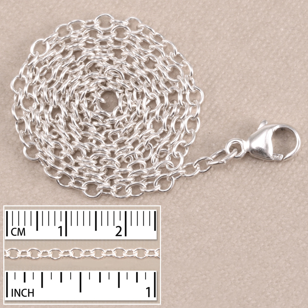 Chain & Clasps Sterling Silver 2mm Round Cable Chain, 18"